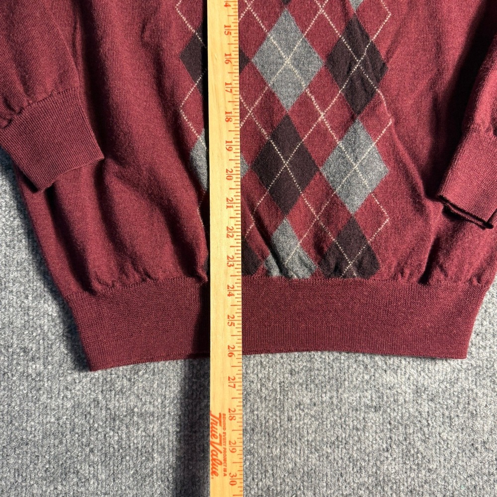 Jos. A. Bank Signature Collection Mens XXL Burgundy Argyle Merino Wool Sweater - Picture 7 of 7